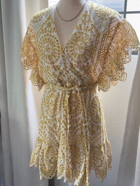 Yellow Embroidered/ eyelet Dress